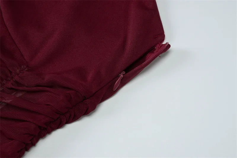 Mesh Hollow Out Backless Sexy Mini Dress Women Fashion Spaghetti Strap Sleeveless See Through Skinny Beach Party Dress