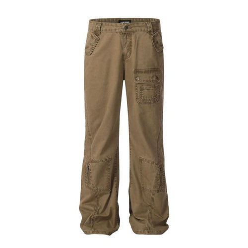 Load image into Gallery viewer, Men's Cargo Pants New American High Street Zipper Design Straight Wide Leg Solid Color Simple Male Trousers 2025 9W1954
