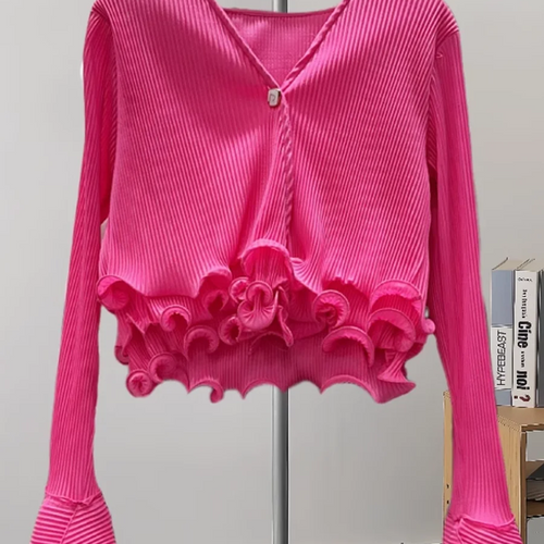 Load image into Gallery viewer, Solid Spliced Ruffles Slimming Blouses For Women V Neck Long Sleeve Temperament Shirts Female Fashion Style Clothes
