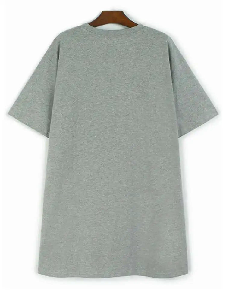 Women Gray Mesh Ruffles Big Size Mini T-shirt Dress New Round Neck Short Sleeve Fashion Tide Spring Summer 2025 1DH9812