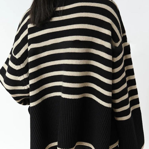 Load image into Gallery viewer, Striped Sweater For Women Turtleneck Long Sleeves Loose Casual Temperament Sweaters Female Fashion Clothing
