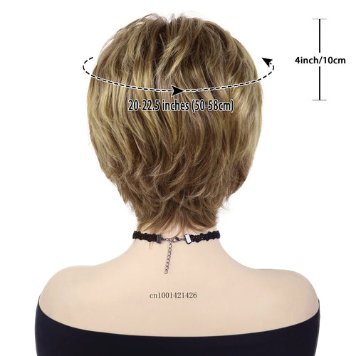 Load image into Gallery viewer, Synthetic Short Hair Brown Mix Blonde Wigs for Women Natural Hairstyles Mommy Wig with Bangs Casual Style Daily Replacement Wigs
