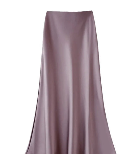 Fashion High Waist Slimming Medium To Long Satin Silk Half Skirt For Women 2024 Summer New Hip Hugging Slimming Skirt