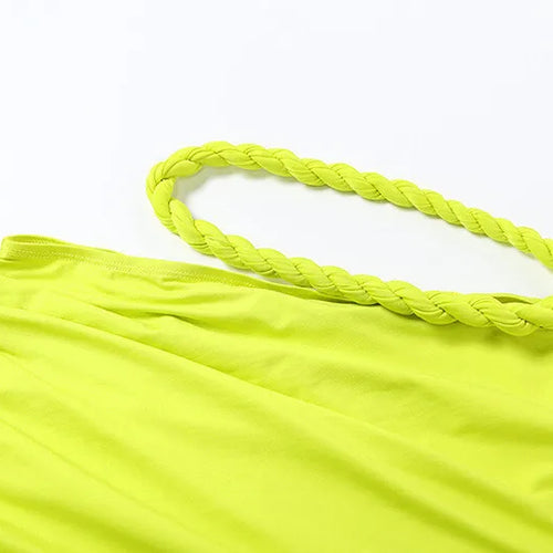 Load image into Gallery viewer, Green Sexy Two Piece Sets Women Oblique Shoulder Crop Tops And Maxi Skirt Female Thigh High Split Ruched Long Dress
