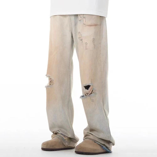 Load image into Gallery viewer, Men&#39;s Jeans Washed Distressed New American High Streeet Style Worn-out Loose Hole Trendy Male Casual Trousers 9W1823

