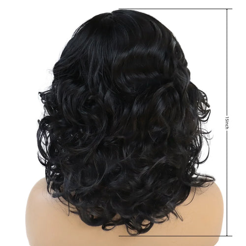 Load image into Gallery viewer, Synthetic Black Women Wigs Curly Hairstyles Natural Wig Medium Length Bouncy Haircut Black Female Wig Daily Use Healthy
