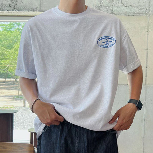 Load image into Gallery viewer, Minimalist Summer Men&#39;s T-shirts Loose Casual Round Collar Embroidery Short Sleeve Male Tops Trend Korean 9C6065
