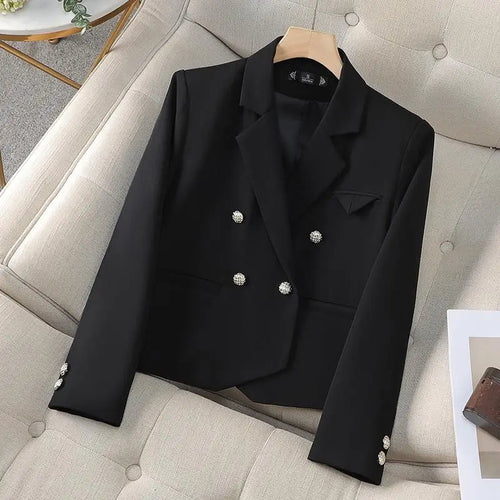 Load image into Gallery viewer, Spring Autumn Fashion New Black Beige Irregular Blazers Jacket Women Korean Brown Long Sleeve Office Ladies Double-breasted Coat
