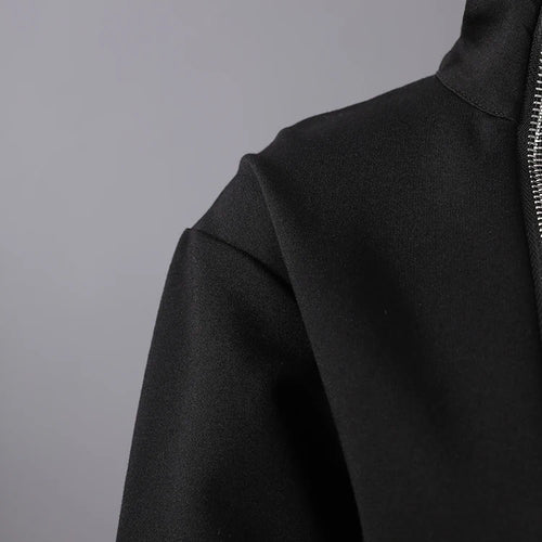 Load image into Gallery viewer, Women Black Zipper Irregular Hem Slit Midi Dress New Turtleneck Long Sleeve Fashion Tide Spring Autumn 2025 1DH9354
