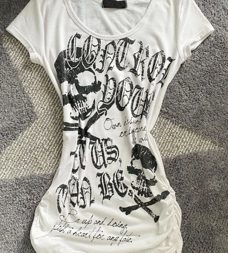 Letter Woman T Shirts Short Sleeve O-neck Tunic Tees Fashion Summer Camisetas Y2k Tops Casual White Tshirt 2024 Women Clothing