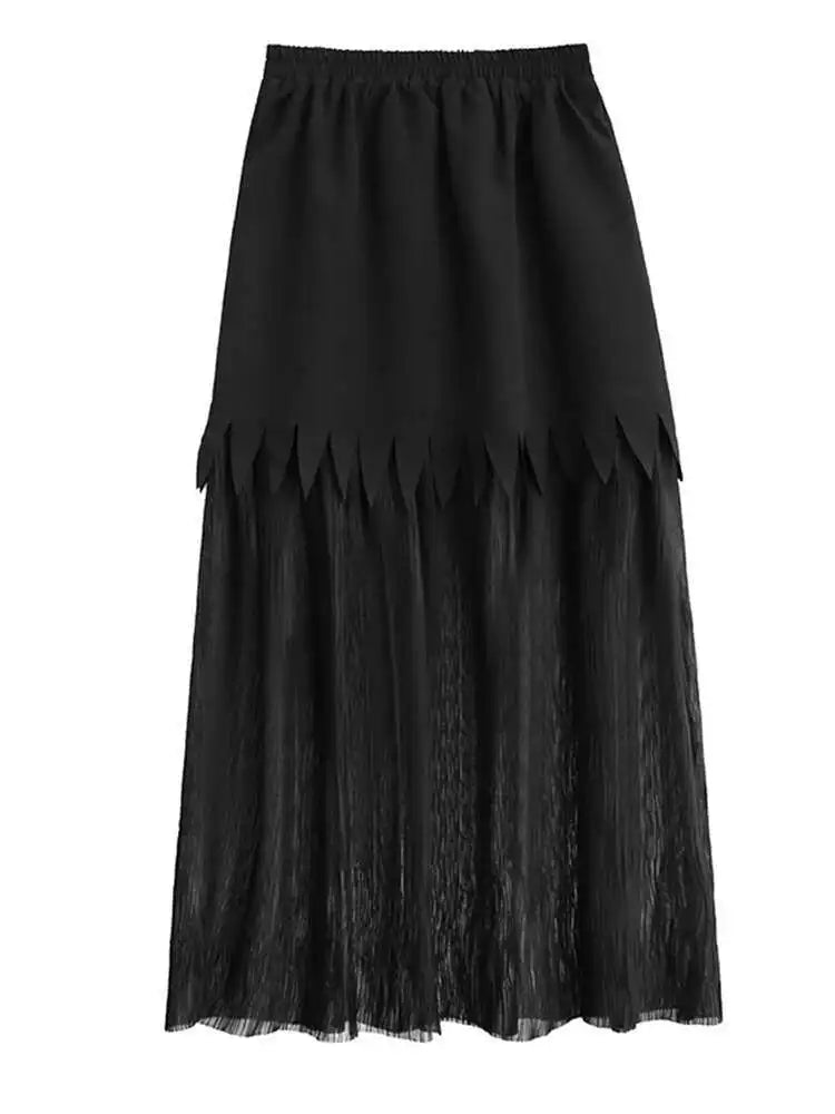 Black Big Size Vest Pleated Skirt Two Pieces Suit New V-Neck Sleeveless Women Fashion Tide Spring Autumn 2025 1DJ0261