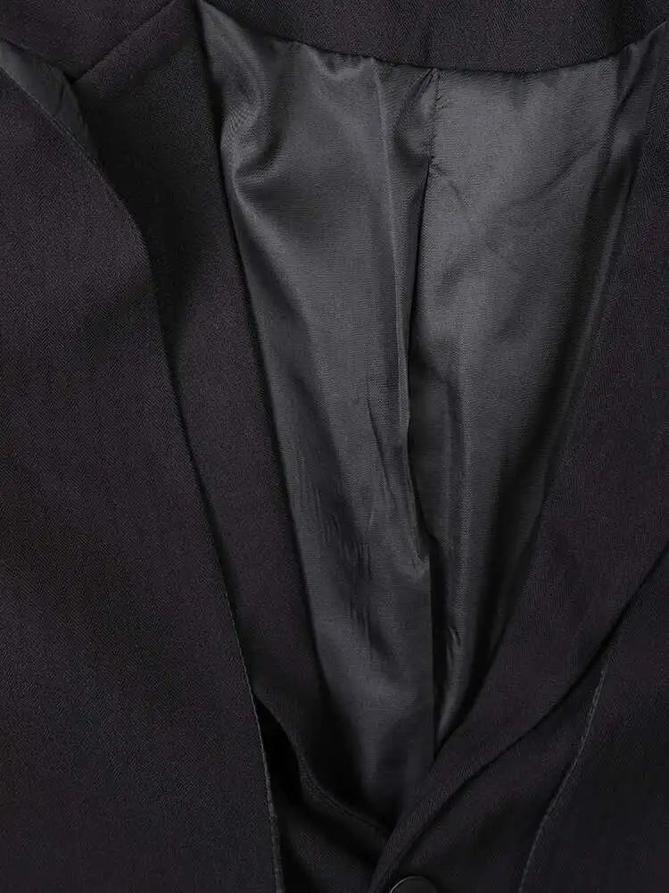 Women Black Irregular Big Size Casual Blazer New Lapel Long Sleeve Loose Fit Jacket Fashion Spring Autumn 2025 CPG0356