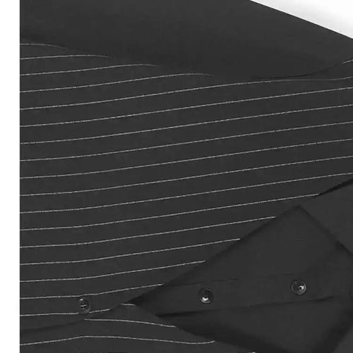 Load image into Gallery viewer, Women Black Striped Drawstring Big Size Knee-Length Dress New Lapel Long Sleeve Fashion Tide Spring Autumn 2025 1DH9966
