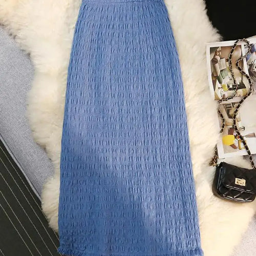 Load image into Gallery viewer, Women Solid Straight Slim Knitted Midi Skirt 2023 Autumn Winter Vintage Elegant Elastic High Waist Tassel Wrap Hip Skirts Female
