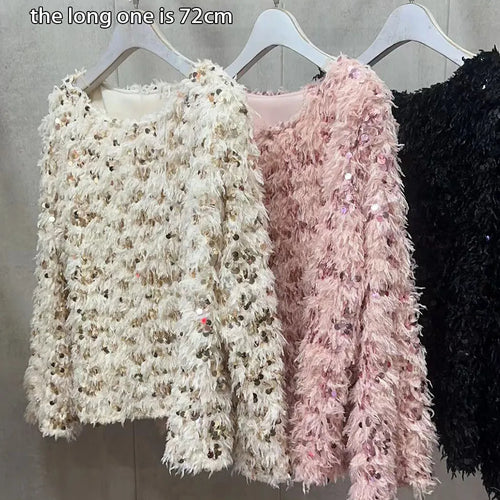 Load image into Gallery viewer, Knitted Tassel Women Pullover Sweater Solid Color Long Sleeve O-Neck Short Party Fringe Sweaters Female Streetwear C-301
