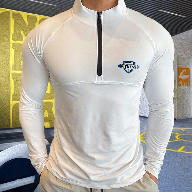 Mens Compression T-shirt Gym Fitness Sweatshirt Running Exercise Sports Tops Turtleneck Knitwear Long Sleeves Clothing Plus Size