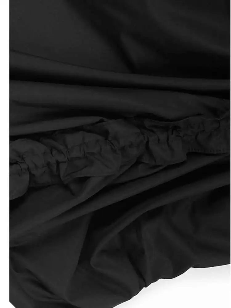 Women Black Irregular Drawstring Big Size Long Dress New Round Neck Sleeveless Fashion Tide Spring Summer 2025 1DH6574