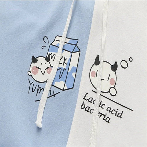 Load image into Gallery viewer, fleece plus velvet women hoodies and sweatshirt cartoon cat print patchwork cute hooded pullover for sweet style  Tracksuits
