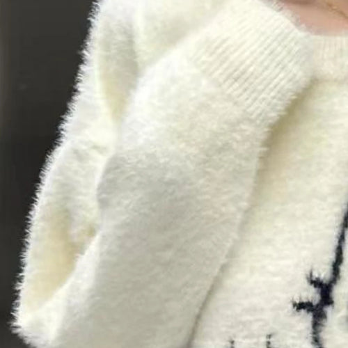 Load image into Gallery viewer, Japanese Oversize Fur Sweater Autumn Cartoon Cat Kawaii Cute Loose Women Pullover Y2k Aesthetic Hole Preppy Style Grunge Tops
