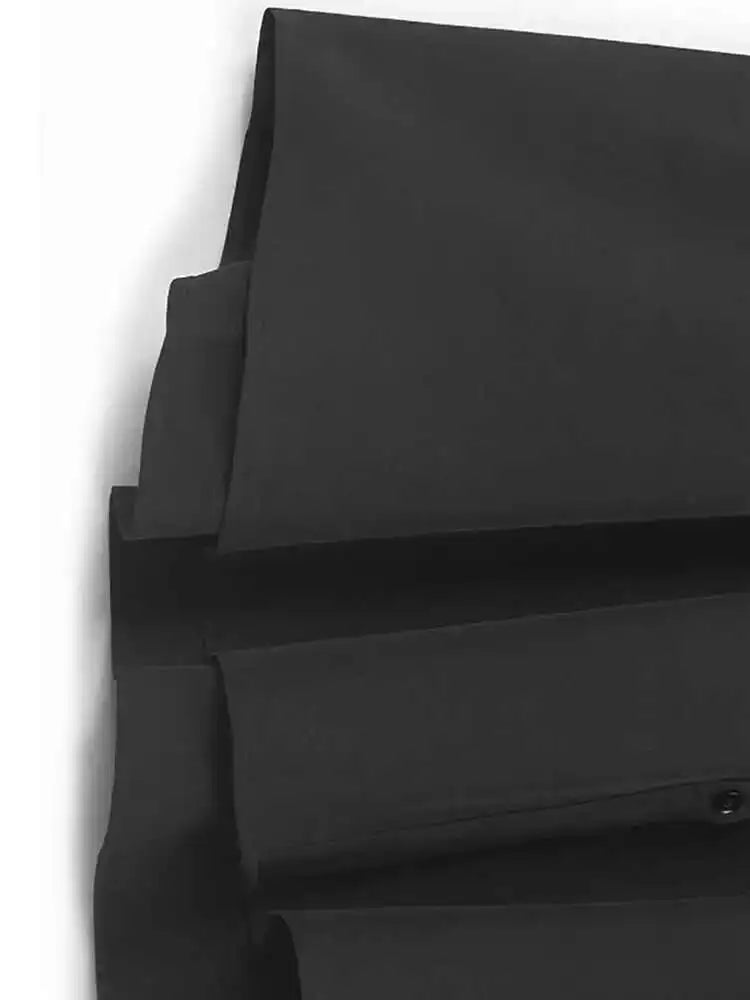 Women Black Striped Drawstring Big Size Knee-Length Dress New Lapel Long Sleeve Fashion Tide Spring Autumn 2025 1DH9966