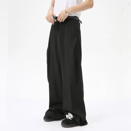 Load image into Gallery viewer, Minimalist Men&#39;s Suit Pants Business Casual Pleated Solid Color Straight Loose Trousers Wide Leg Droop Male Bottom 9C7025
