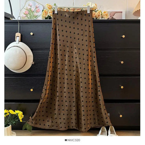 Load image into Gallery viewer, Spring Summer French Polka Dot Elegant Sexy Club A-line Long Skirt Women High Waist Vacation Slim Wrap Hip Fishtail Skirt 2025
