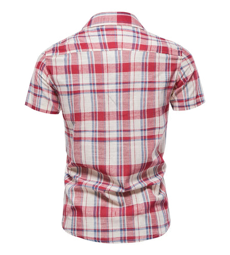 100% Cotton Plaid Shirt Men Fashion Brand Quality Short Sleeve Checkered Social Business Summer  Clothing