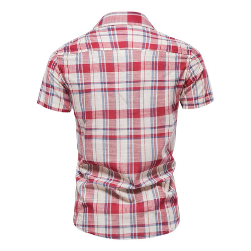 Load image into Gallery viewer, 100% Cotton Plaid Shirt Men Fashion Brand Quality Short Sleeve Checkered Social Business Summer  Clothing
