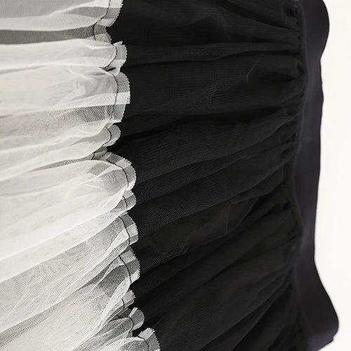 Load image into Gallery viewer, High Elastic Waist Black  White Mesh Color-block A-line Half-body Skirt Women Fashion Tide New Spring Autumn 2025 1DJ1077
