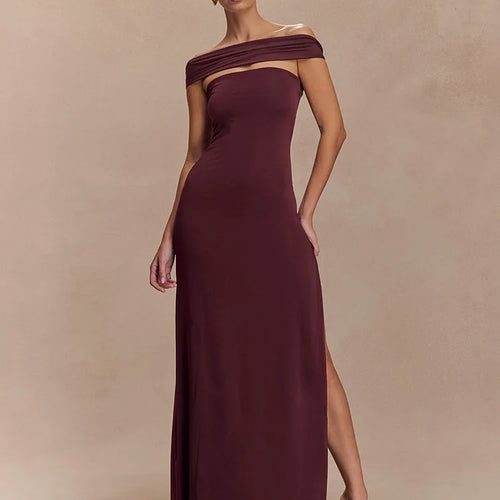 Load image into Gallery viewer, Off-shoulder Strapless Sexy Maxi Dress Women Gown Fashion  Sleeveless Backless High Waist Split Club Party Long Dress
