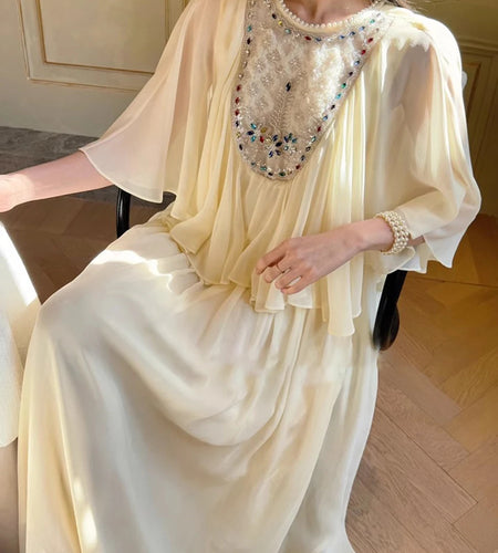 Spliced Diamonds Loose Dresses For Women O Neck Short Sleeve High Waist Temperament Dress Female Fashion Style New