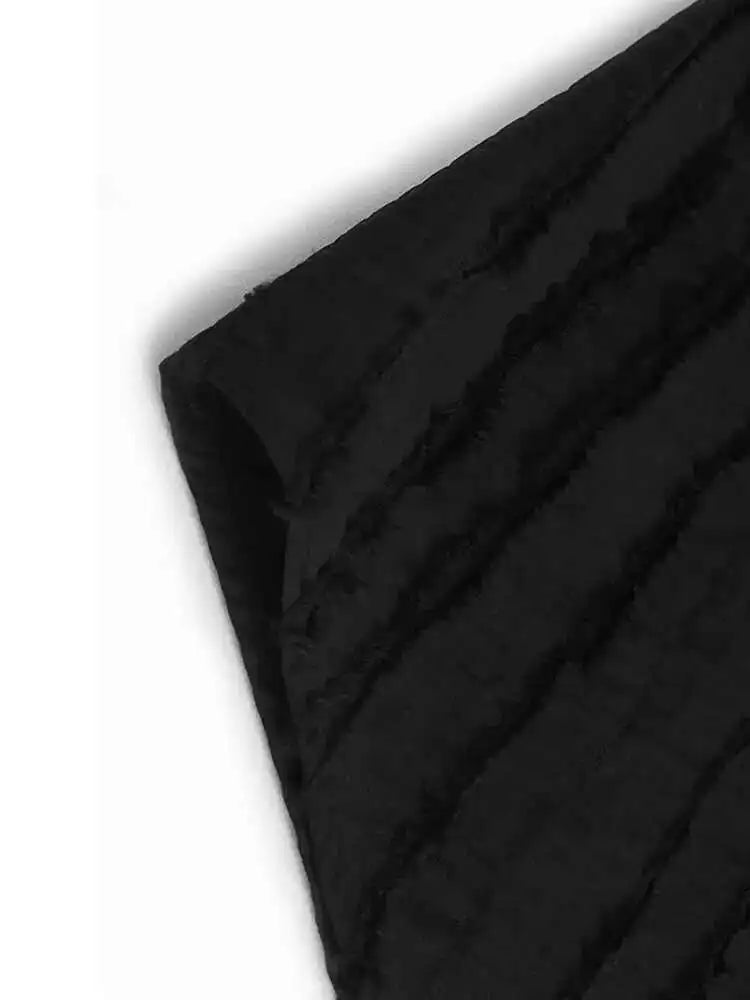 Women Black Irregular Hem Burr Big Size Blouse New Lapel Short Sleeve Shirt Fashion Tide Spring Summer 2025 1DH6182