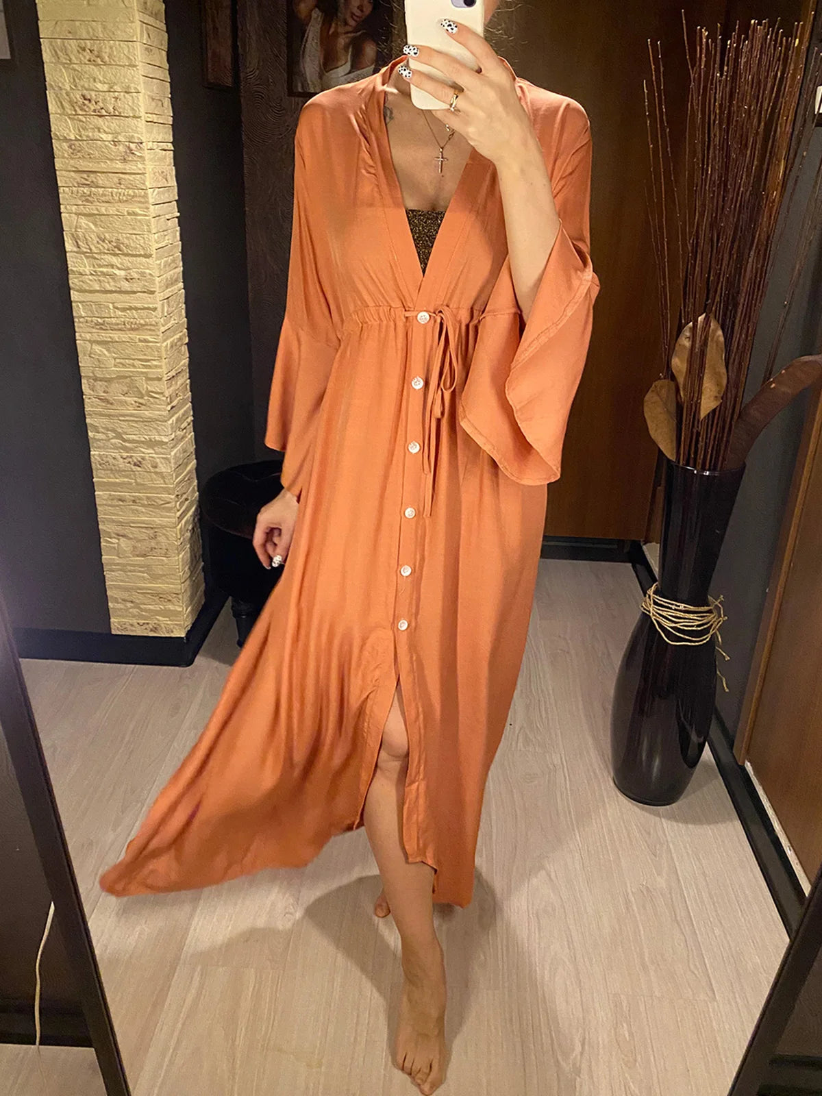 Sexy Beach Long Maxi Dress Women Beach Cover Up Tunic Pareo White V Neck Dress Robe Swimwear Cover Up Bikini Beachwear V2623