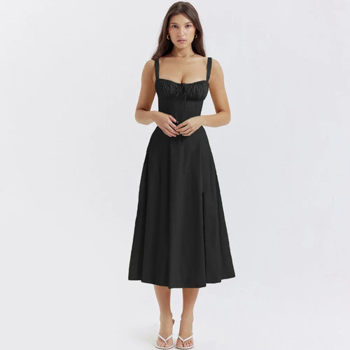 Load image into Gallery viewer, Elegant A Line Midi Dress Sexy Spaghetti Strap Lace Up Red Holiday Party Dresses Summer Dresses Women 2024 Wholesale
