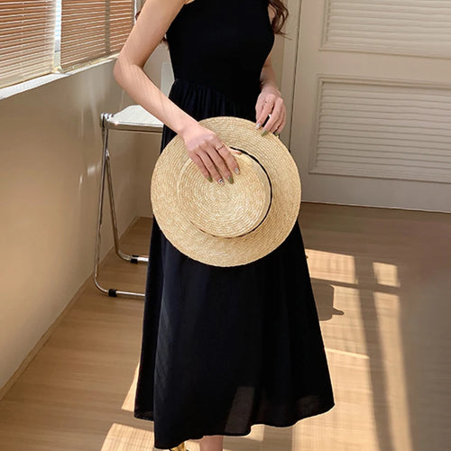 Load image into Gallery viewer, Solid Color Slim Casual Women&#39;s Dresses Black Sleeveless O-neck Summer Fashion Dress Party Club Hepburn Style Tank Dress
