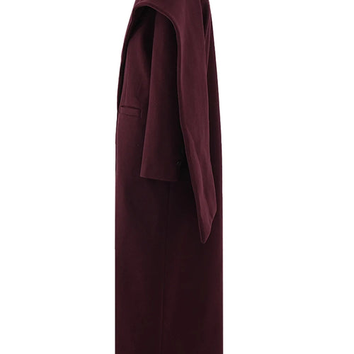 Load image into Gallery viewer, Wine Red Thick Big Size Long Woolen Coat New Scarf Collar Long Sleeve Women Jacket Fashion Tide Autumn Winter 2025 CPDB366
