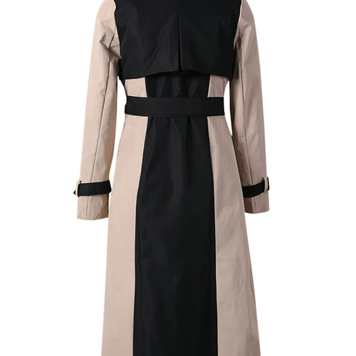 Load image into Gallery viewer, Women Khaki Color-block Elegant Slim Trench New Lapel Long Sleeve Windbreaker Fashion Tide Spring Autumn 2025 2W1922
