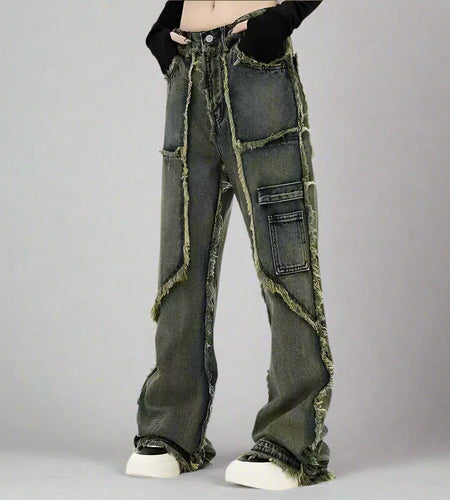 American Rough Selvedge Design Jeans Male Vintage Heavy Straight Leg Loose Denim Trousers 2025 Spring Chic New 28W4102