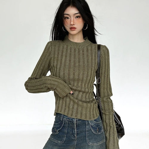 Load image into Gallery viewer, Women Y2k Aesthetic Slim Knitwear Sweet Sweaters 2025 Vintage Solid Streetwear Jumpers Screw Thread Grunge Harajuku Pullovers

