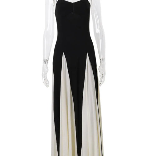 Load image into Gallery viewer, Elegant Patchwork Spaghetti Strap Long Dress For Women Fashion Sleeveless Backless Sexy Evening Maxi Dress Fashion
