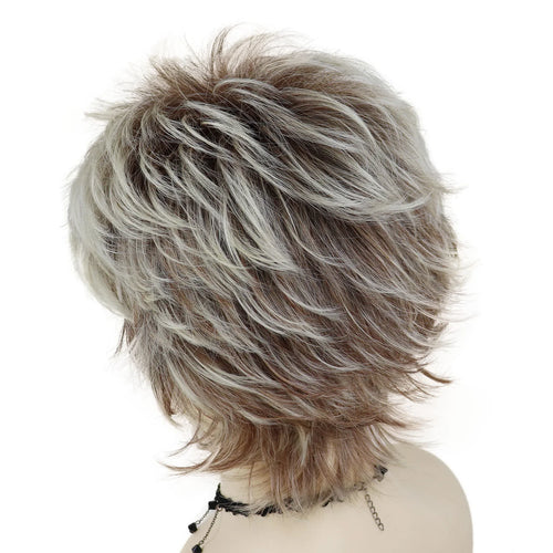 Load image into Gallery viewer, Short Blonde Wig with Bangs for Women Layered Haircut Curly Hair Replacement Wigs Fashion Pixie Cut Natural Mommy Wig
