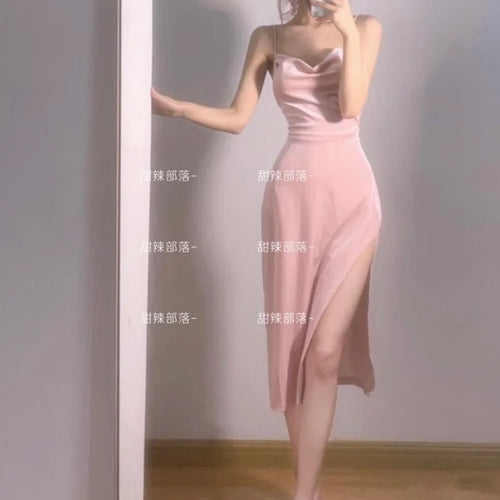 Load image into Gallery viewer, Y2k Pink Sexy Slip Dress Bodycon Spaghetti Strap Night Club Party Midi Dresses Summer Sundress Korean Fashion Kpop
