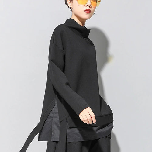 Load image into Gallery viewer, Loose Fit Asymmetrical Big Size Sweatshirt New High Collar Long Sleeve Women Big Size Fashion Spring Autumn 2025 19A-a124
