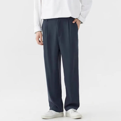 Load image into Gallery viewer, Korean Style Men&#39;s Suit Pants Casual Pleated Pockets Straight Leg Solid Color Male Loose Trousers New Spring 2025 9C6765
