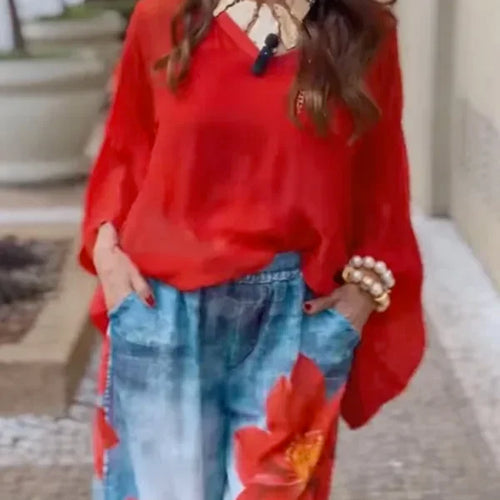 Load image into Gallery viewer, Spring Summer Women&#39;s Flower Printed Loose Trendy Casual Hight Waist Wide Leg Trousers Bottoms for Woman
