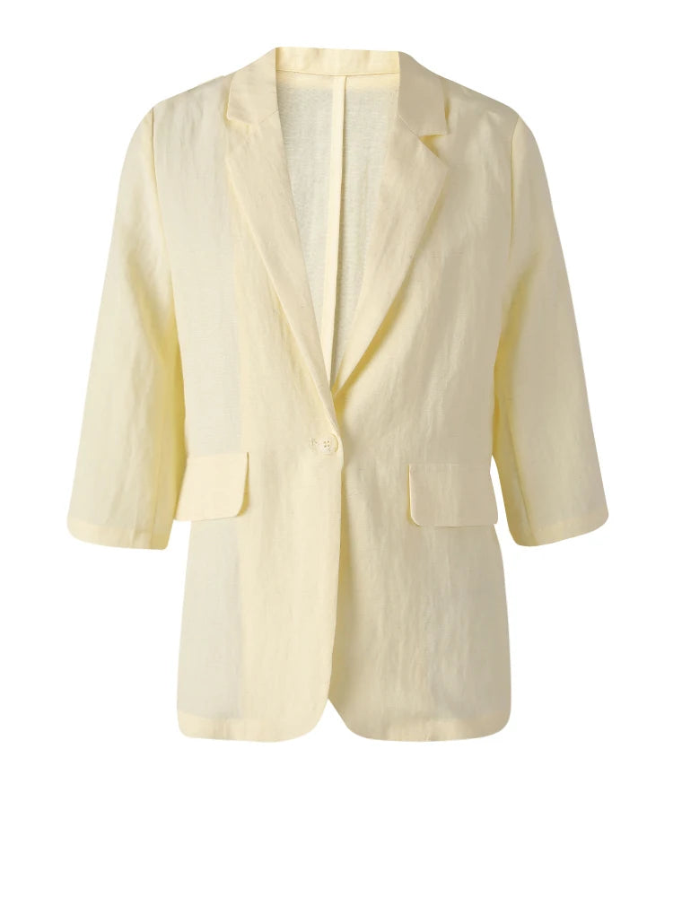 Women Black Thin Elegant Single Button Blazer New Lapel Half Sleeve Jacket Fashion Tide Spring Summer 2025 CPG3268