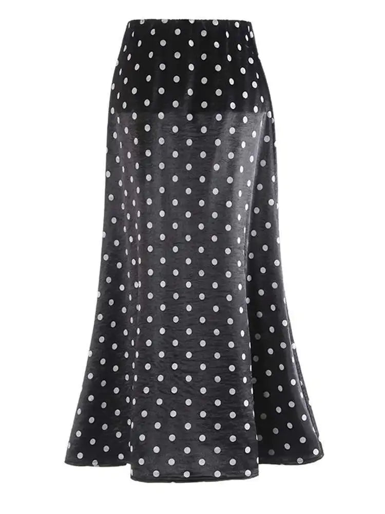 High Elastic Waist Dot Shiny Satin Body-Hugging Fishtail Half-body Skirt Women Fashion Tide New Spring Autumn 2025 1DJ0004