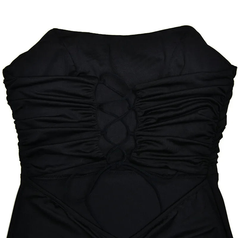 Strapless Backless Lace-up Maxi Dress For Women Summer New Off-shoulder Sleeveless Bodycon Club Party Long Dress