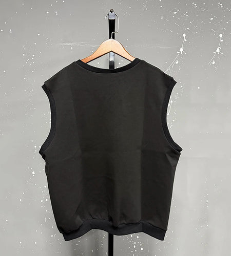 Fashion Men's Wear Two-piece Set Face Printing Trendy V-neck Sleeveless Vest Wide Leg Front Pleated Line Design 9C9233
