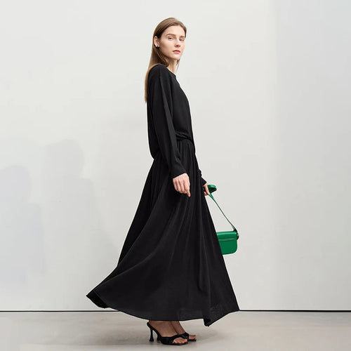 Load image into Gallery viewer, Minimalist Long Skirt 2026 Spring New Solid Color Loose Skirts For Women Elastic Waist A-Line Knit Woman Clothes 12651010
